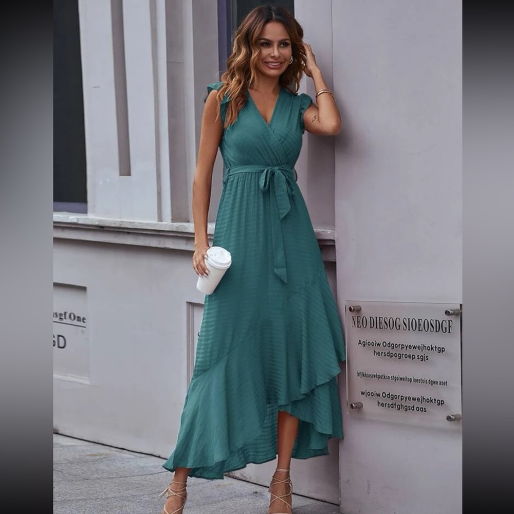 Emerald Green Ruffle Dress